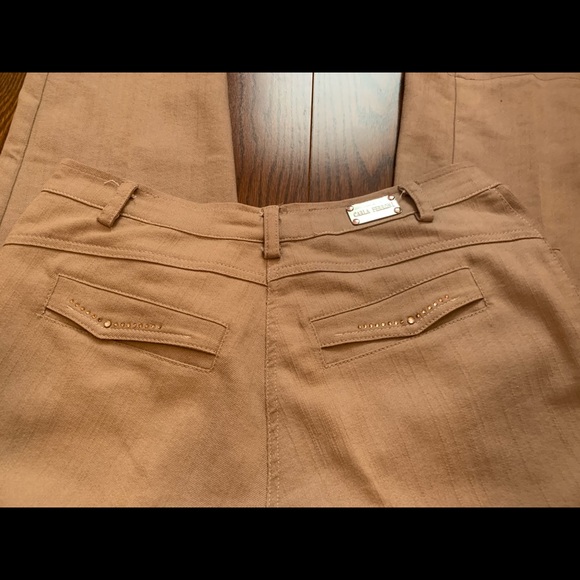 Carla Ferroni Vintage Tan Bling Pants Sz 12 - Picture 3 of 10